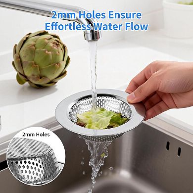 4 Pack Stainless Steel Kitchen Sink Drain Strainer Wide Rim 4.4 inch