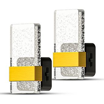 1W Acrylic Square Plug in Integrated LED Night Light with Amber 1600K Black and Copper 2 Pack
