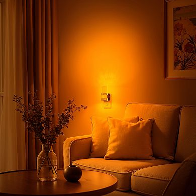 1W Acrylic Square Plug in Integrated LED Night Light with Amber 1600K Black and Copper 2 Pack