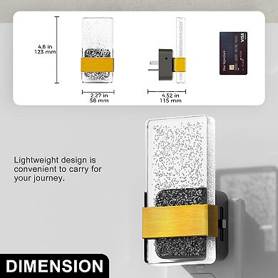 1W Acrylic Square Plug in Integrated LED Night Light with Amber 1600K Black and Copper 2 Pack
