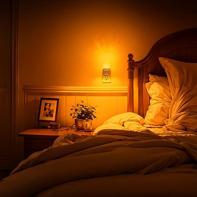 1W Acrylic Square Plug in Integrated LED Night Light with Amber 1600K Black and Copper 2 Pack