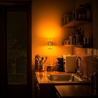 1W Plug in Bubble Acrylic Cylindrical Integrated LED Night Light Up and Down Glow Amber 1600K 2 Pack