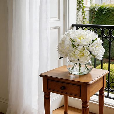 Kaelin Home Peony Silk Flower Arrangements in Glass Vase