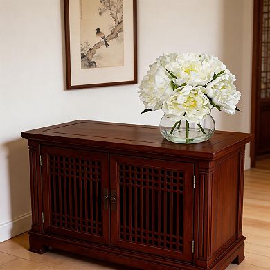 Kaelin Home Peony Silk Flower Arrangements in Glass Vase