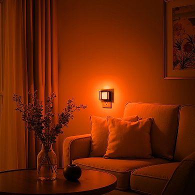1W Integrated LED Dimmable Plug In Night Light Orange 1600K Dusk to Dawn 2 Pack