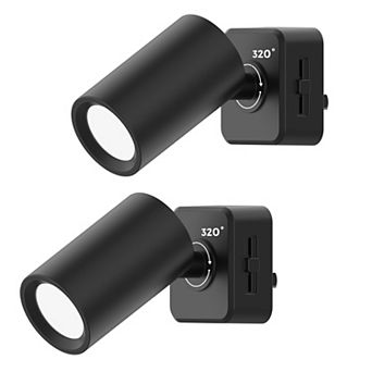 1W Rotatable Cylinder Plug in Integrated LED Night Light with Light Sensor Amber 2000K Black 2 Pack
