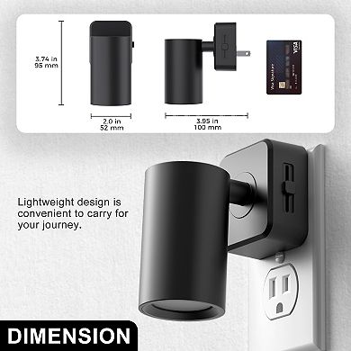 1W Rotatable Cylinder Plug in Integrated LED Night Light with Light Sensor Amber 2000K Black 2 Pack