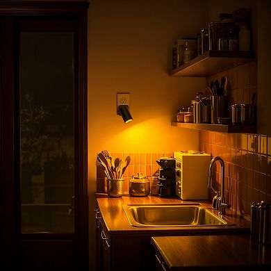 1W Rotatable Cylinder Plug in Integrated LED Night Light with Light Sensor Amber 2000K Black 2 Pack