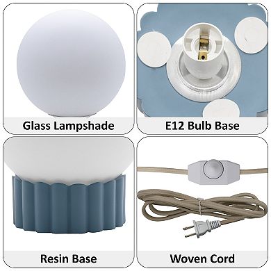 Opal Glass Globe Accent Lamp with Ribbed Resin Base & Dimmer