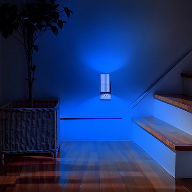 1W Integrated LED Plug In Night Light Blue Glow Dimmable Light Sensor 2 Pack for Bedroom or Hallway