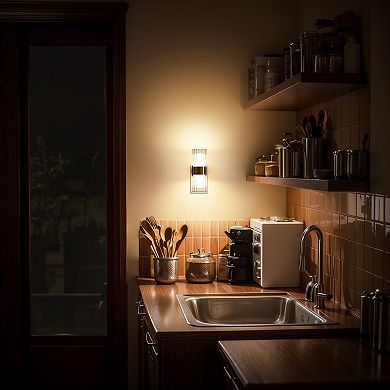 1W Plug in Light Sensor Night Light with Sliding Dimmer Warm White 3000K Black and Copper 2 Pack