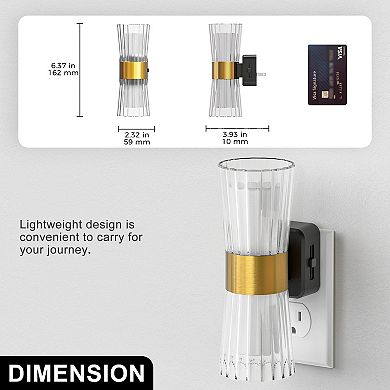 1W Plug in Light Sensor Night Light with Sliding Dimmer Warm White 3000K Black and Copper 2 Pack