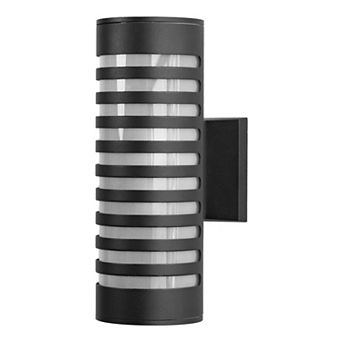 11.8 in Outdoor Wall Light 1-Pack Matte Black Cylinder Shade IP65 Waterproof for Porch Garage