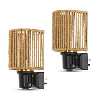 1W Integrated LED Plug In Night Light Amber 2700K Shade Slide Adjustable Dusk to Dawn 2 Pack