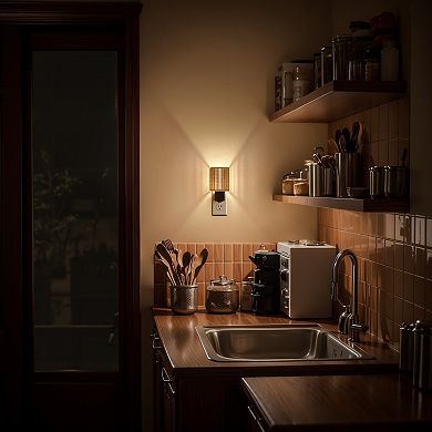 1W Integrated LED Plug In Night Light Amber 2700K Shade Slide Adjustable Dusk to Dawn 2 Pack
