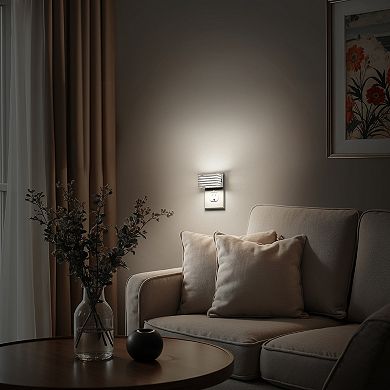 1W Plug in Integrated LED Night Light with Light Up and Down Glow Fence Design White 5000K 2 Pack