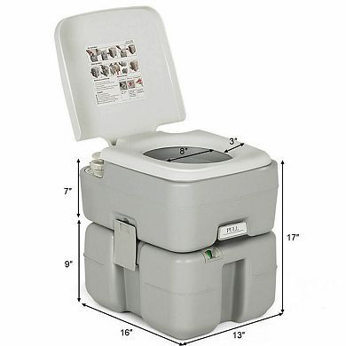 Portable 5.3 Gallon Travel Toilet with Piston Pump Flush