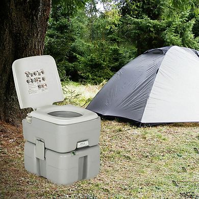 Portable 5.3 Gallon Travel Toilet with Piston Pump Flush