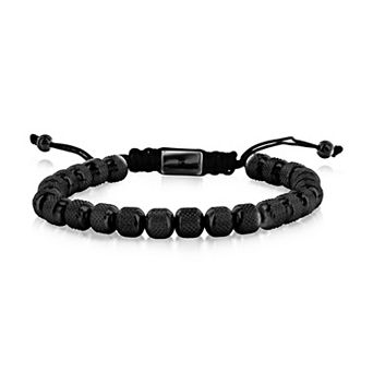 Men's Metallo Stainless Steel Adjustable Beaded Bracelet