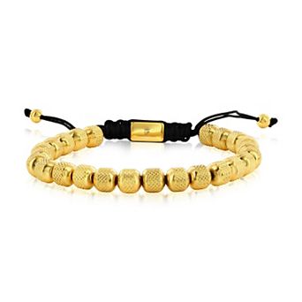 Men's Metallo Stainless Steel Adjustable Beaded Bracelet