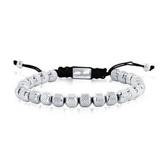 Men's Metallo Stainless Steel Adjustable Beaded Bracelet