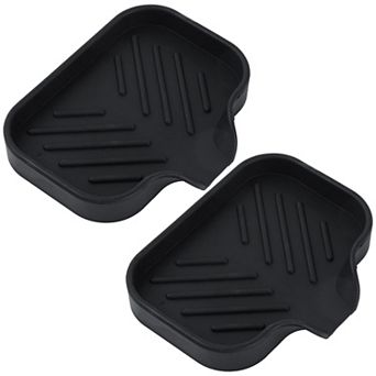 2 pc Silicone Bathroom Soap Dishes with Drain Spout-Bathroom and Kitchen Sink Organizer 4.9"×3.2"
