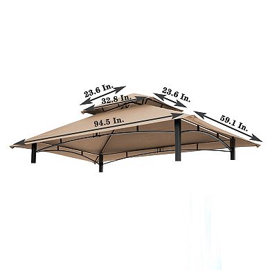 8x5 FT BBQ Gazebo Replacement Canopy, Double Layer Grill Canopy Top Without Frame