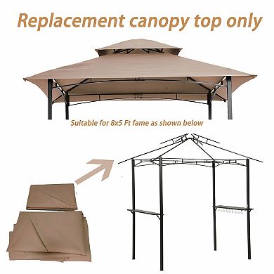 8x5 FT BBQ Gazebo Replacement Canopy, Double Layer Grill Canopy Top Without Frame