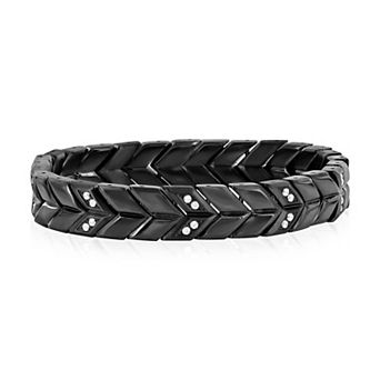 Men's Metallo Stainless Steel Cubic Zirconia Chevron Bracelet