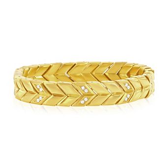 Men's Metallo Stainless Steel Cubic Zirconia Chevron Bracelet