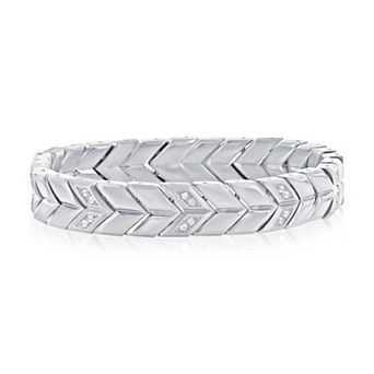 Men's Metallo Stainless Steel Cubic Zirconia Chevron Bracelet