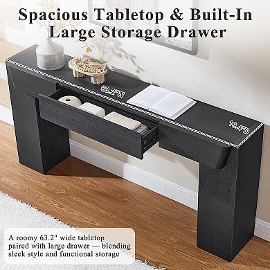 Modern 63" Console Table, Entryway Table with Storage, Wood Sofa Table for Hallway, Living Room