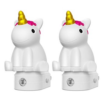 0.5W Integrated LED Plug In Unicorn Night Light Color Changing Button Adjustable Light Sensor 2 Pack