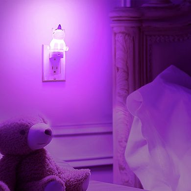 0.5W Integrated LED Plug In Unicorn Night Light Color Changing Button Adjustable Light Sensor 2 Pack