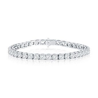 Men's Metallo Stainless Steel Round Cubic Zirconia Tennis Bracelet