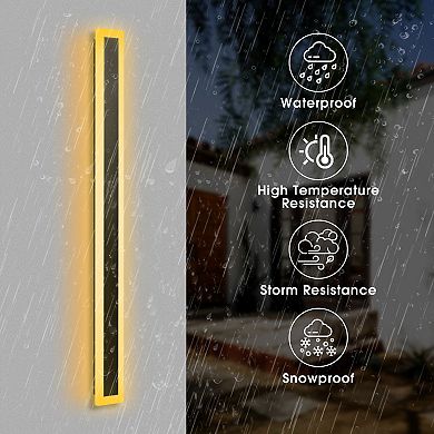 35.4in Linear Outdoor Wall Light Hardwired Black 18W Integrated LED 3000K IP65 for Patio