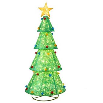 Pop-Up Christmas Tree with 200 Warm White LED Lights for Indoor & Outdoor Use