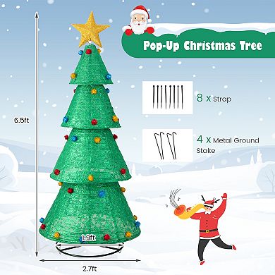 Pop-Up Christmas Tree with 200 Warm White LED Lights for Indoor & Outdoor Use