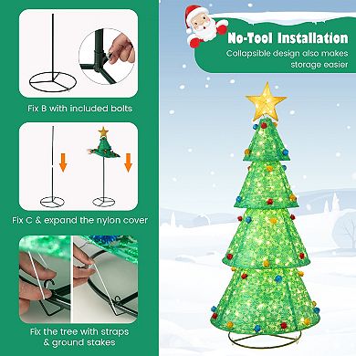 Pop-Up Christmas Tree with 200 Warm White LED Lights for Indoor & Outdoor Use
