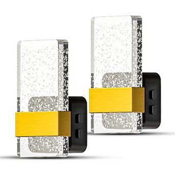 1W Acrylic Column Plug in Integrated LED Night Light with Light RGB and 2700K Glow Black 2 Pack