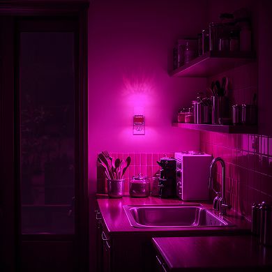 1W Acrylic Column Plug in Integrated LED Night Light with Light RGB and 2700K Glow Black 2 Pack