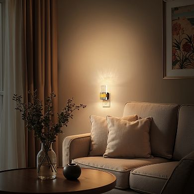 1W Acrylic Column Plug in Integrated LED Night Light with Light RGB and 2700K Glow Black 2 Pack
