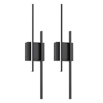24.4 in LED Wall Sconce, Matte Black, Linear Dual Rod, Dimmable, 2 Pack