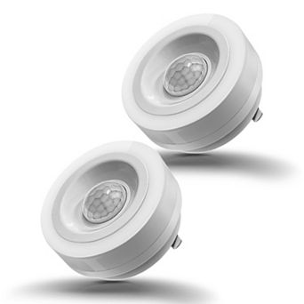 0.6W Plug in Motion Sensor Integrated LED Night Light White Ice Blue 2 Pack