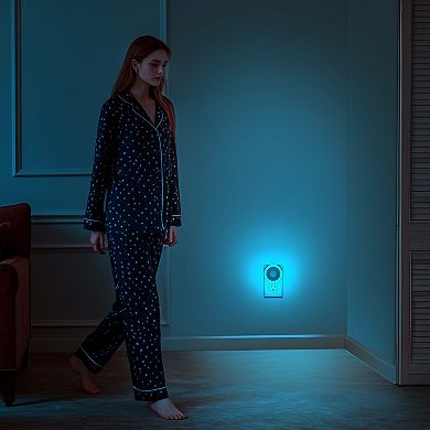 0.6W Plug in Motion Sensor Integrated LED Night Light White Ice Blue 2 Pack