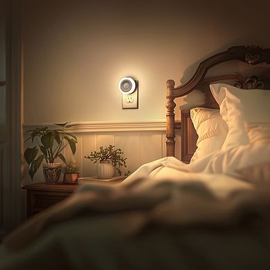 1 Light Motion Sensor Night Light Plug in 0.6W Warm White Automatic On Off for Bedroom 2 Pack