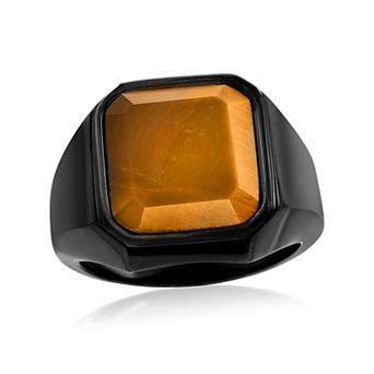 Men's Metallo Ion-Plated Square Tiger Eye Ring