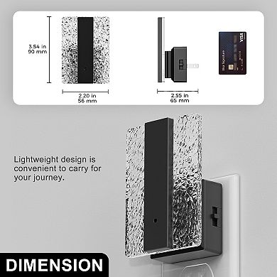 1W Square Plug in Integrated LED Night Light with Light Crushed Acrylic White 5000K Black 2 Pack