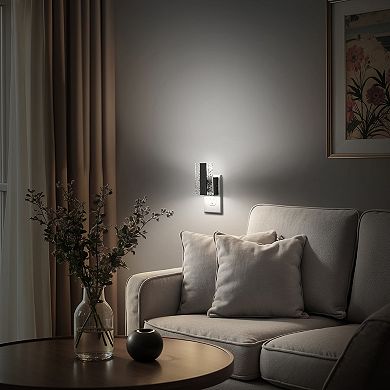 1W Square Plug in Integrated LED Night Light with Light Crushed Acrylic White 5000K Black 2 Pack