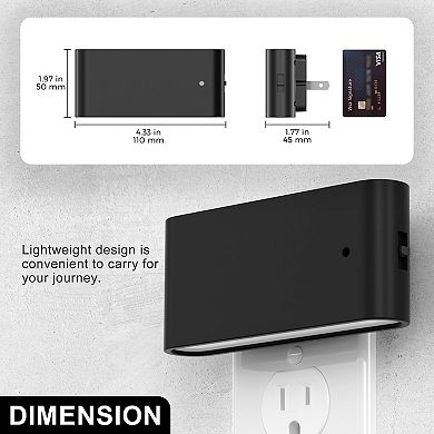 1 Light Black Dimmable LED Night Light Plug in with Dusk to Dawn Soft White 3000K for Bedroom 2-Pack